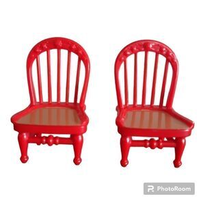 Fisher Price Loving Family Dollhouse Dining Room Red Chairs